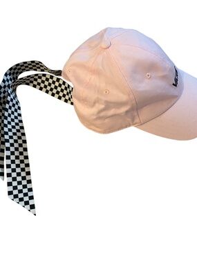 Vans Women Bow Back Hat Cradle Pink Dad Cap Checkered Ribbons 100% Cotton NWOT